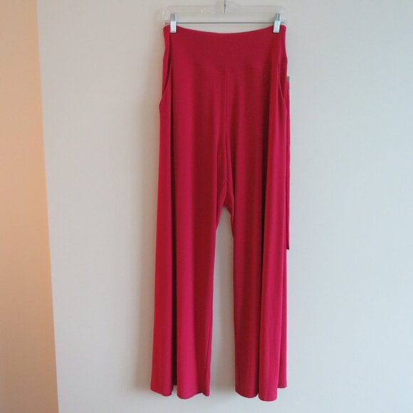 SYMPLI Wide Leg Trouser Pant in Magenta Stretch Pull On Travel - Size US 10 NWT - Picture 3 of 16